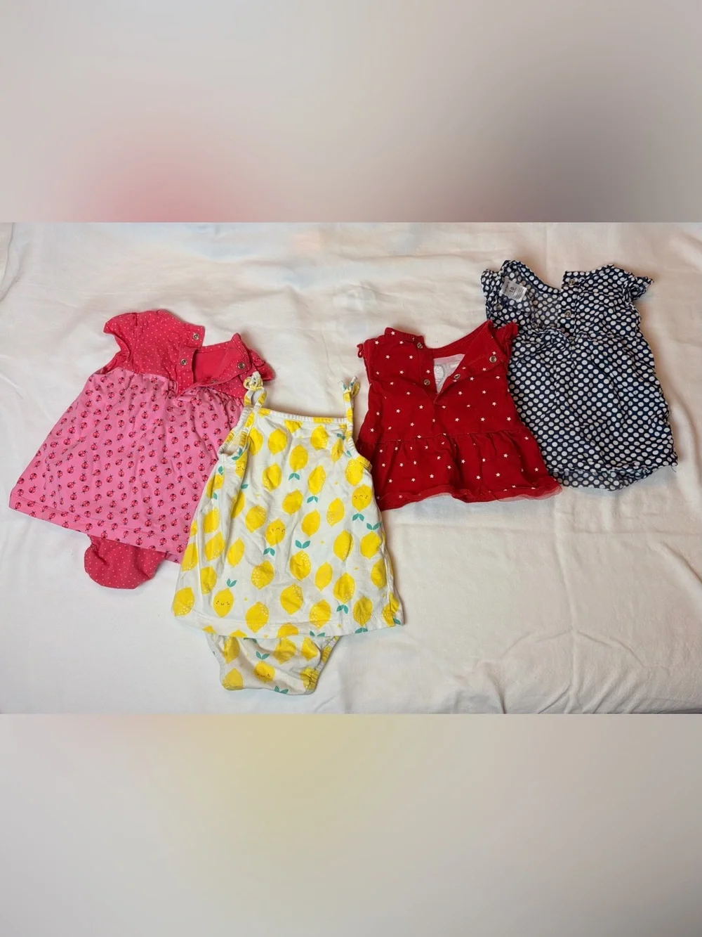 Carter’s Baby Girl 18M Outfit Bundle 4 Piece 100% Cotton 2 Dresses and 2 Tops